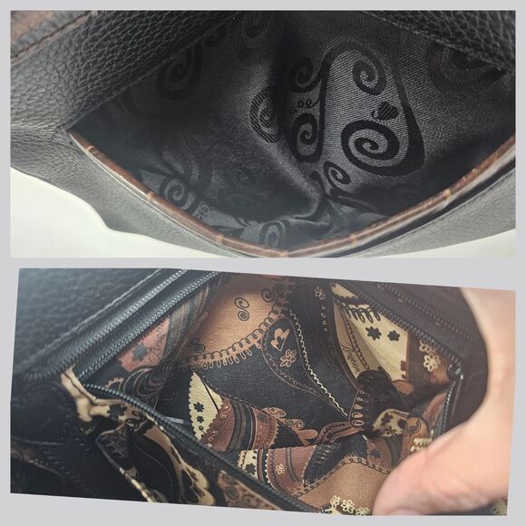 Brighton Womens Leather Crossbody Bag Wallet Organizer Purse Black Brown Charm - Picture 8 of 13